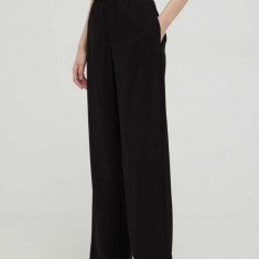 Marc O'Polo pantaloni femei, culoarea negru, lat, high waist