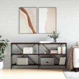 Masă consolă stejar maro, 160x30x75 cm, lemn prelucrat și fier