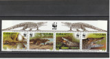 Cuba 2003-WWF,Fauna,Reptile,Crocodili,serie 4 val,cu manseta,MNH,Mi.4553-4556, Nestampilat