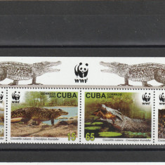 Cuba 2003-WWF,Fauna,Reptile,Crocodili,serie 4 val,cu manseta,MNH,Mi.4553-4556