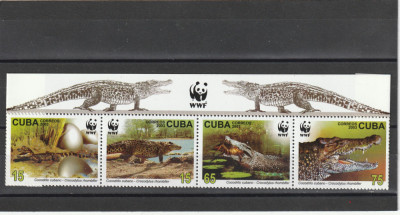 Cuba 2003-WWF,Fauna,Reptile,Crocodili,serie 4 val,cu manseta,MNH,Mi.4553-4556 foto