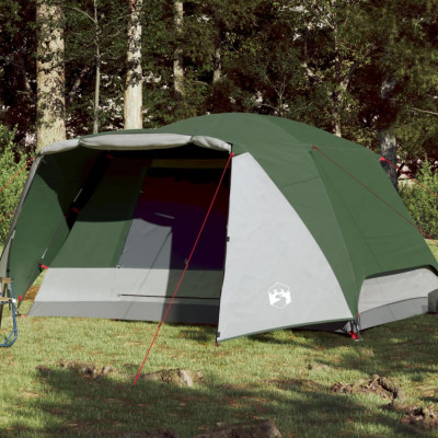 vidaXL Cort de camping 6 persoane verde, 412x370x190 cm, tafta 190T foto