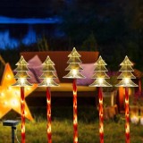 Set 5 Lampi Solare de Craciun Tip Tarus EMC ONSHOP&reg;, Modele Braduti Transparenti, h 50 cm, Lumina Calda, Decor Curte
