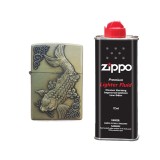 Bricheta Tip Zippo, 3D Relief, Metalica, Peste si Lichid Zippo 125 ml P1