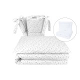 Lenjerie patut cu 5 piese, MimiNu, Pentru patut 120x60 cm, Cu pilota si perna, Din bumbac certificat Oeko Tex Standard 100, Mini