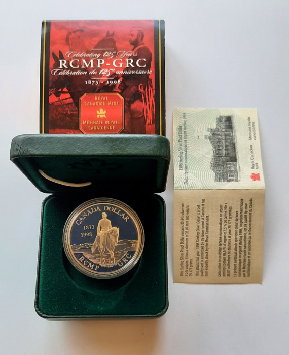 Moneda comemorativa de argint - 1 Dollar &quot;RCMP&quot; Canada 1998 - Proof - G 4082