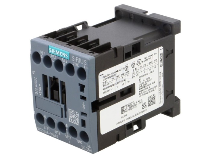 Contactor 3P 24V DC 16A NO+NC