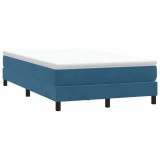 Pat cu arcuri fără saltea Albastru &icirc;nchis 120x210 cm catifea
