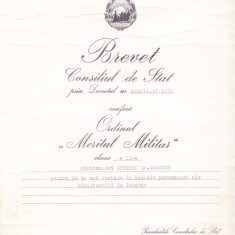 AMS# - BREVET ORDINUL MERITUL MILITAR CL. II, 1972