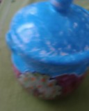 Vas decorativ din ceramica cu capac pictat manual made in Italy