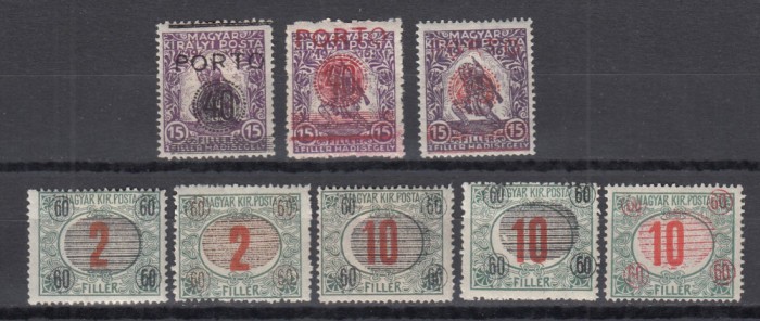 ROMANIA 1919 BANAT EMISIUNEA TIMISOARA TIMBRE PORTO EROARE SUPRATIPAR ROSU+NEGRU