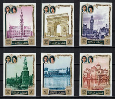 AJMAN 1971 - Arhitectura , Imparatul Japoniei in vIzita in Europa MNH foto