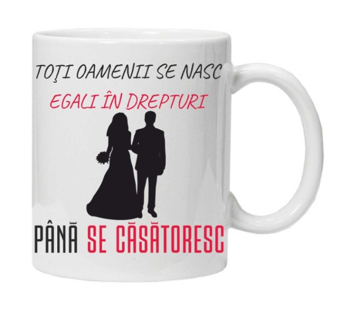 Cana alba personalizata &quot;Toti oameni se nasc egali ...&quot;, INOVATIX&reg;. 330ml