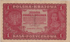 POLONIA 1 MARKA 1919 VF foto