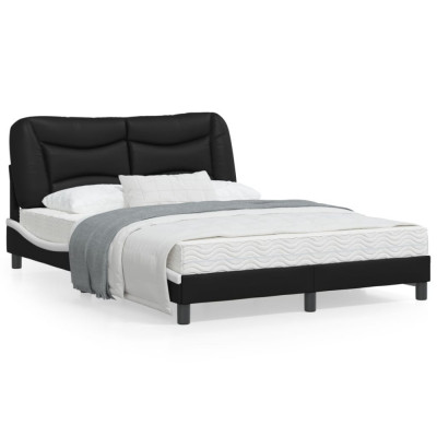 vidaXL Cadru de pat cu LED, negru și alb, 120x200 cm, piele ecologică foto
