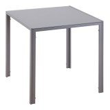 HOMCOM Masă Bucătărie pentru 4 Persoane din Metal și Sticlă Securizată, 75x75x75 cm, Gri | Aosom Romania