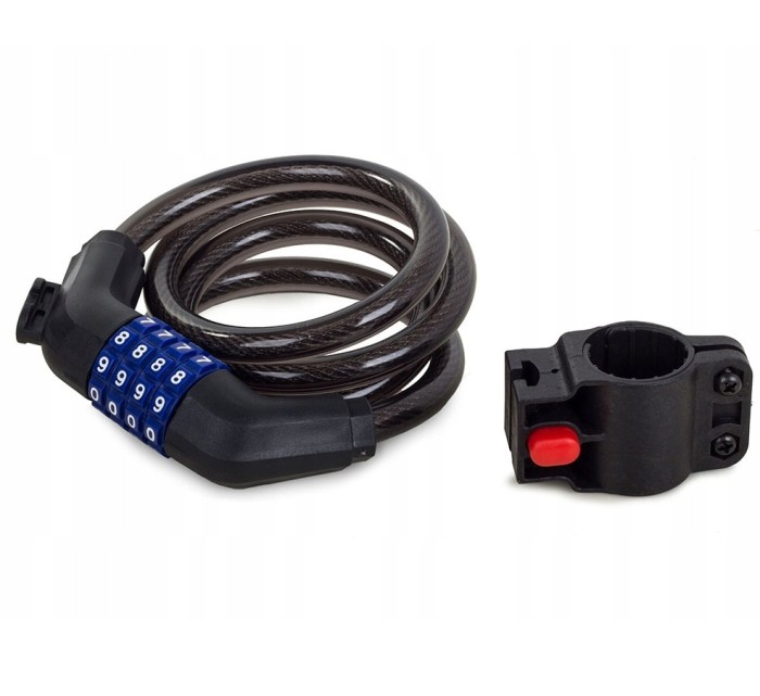 Antifurt cu cifru pentru biciclete si motociclete, 100 cm, cod din 4 cifre, negru