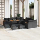vidaXL Set de canapele pentru grădină 14 pcs Negru Rattan poli 3365059