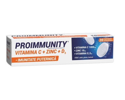 Proimmunity Vitamina C + Zinc + D3 20 comprimate Fiterman foto