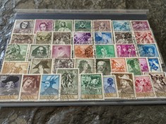Lot timbre stampilate Spania, anii 1950-60, pictura si personalitati, serii