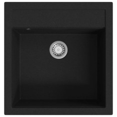vidaXL Chiuvetă de bucătărie din granit cu o cuvă, negru
