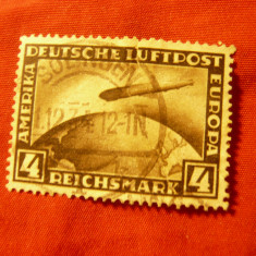 Timbru Germania 1928- Deutsches Reich - Aviatie val.4 rm stampilat , fisura sus