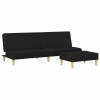 Canapea extensibila cu taburet, 2 locuri, negru, textil
