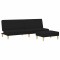 Canapea extensibila cu taburet, 2 locuri, negru, textil
