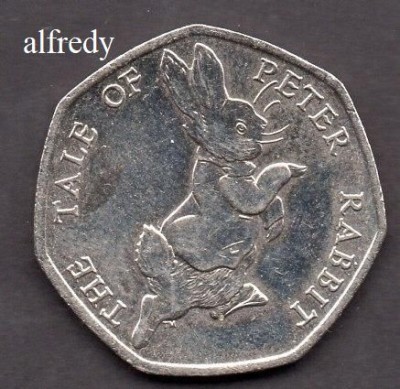 Anglia Marea Britanie 2017 50 Pence, Comemorativa, Peter Rabbit foto