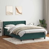 vidaXL Pat box spring cu saltea, verde &icirc;nchis, 160x220 cm, catifea 3318414