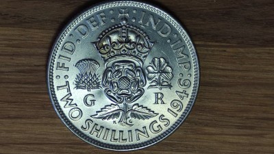 R10 Anglia Marea Britanie -bijuterie argint- 1 florin / 2 shillings 1946 -UNC PROOF foto