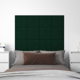 VidaXL Panouri de perete 12 buc. verde &icirc;nchis 30x30 cm catifea 1,08 m&sup2;