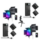 Cumpara ieftin Kit iluminare profesionala RGB 2 x 60W, 2500K-8500K, cu 4 baterii NP-F970 6600mAh, 2 incarcatoare rapide, mini trepied si control prin aplicatie