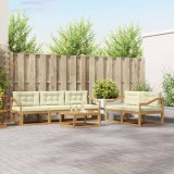 vidaXL Set de canapele de exterior cu pernă 6 pcs Alb și crem 3386074