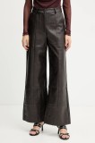 Bardot pantaloni culoarea maro, lat, high waist, 58936PB3