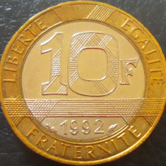 Moneda bimetal 10 FRANCI - FRANTA, anul 1992 *cod 796