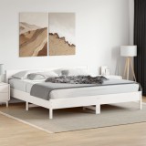 VidaXL Cadru de pat fără saltea, alb, 180x200 cm, lemn masiv pin