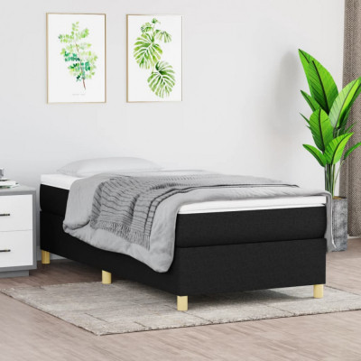 vidaXL Cadru de pat, negru, 90x190 cm, material textil foto