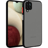 Husa hibrid ALC compatibila cu Samsung Galaxy A22 4G, husa de protectie rezistenta la zgarieturi, rezistenta la socuri, cadru TPU negru cu capac dur u