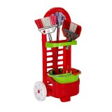 Set joaca Carucior cu accesorii curatenie si menaj, pentru copii, Rosu, ATU-080389, Oem