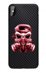 Husa Premium Upzz Print iPhone Xs Max Carbon Silicon Negru - Gang foto