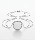 Cumpara ieftin LantiE or din Argint 925 cu Medalion Rotund din Sidef E i Zirconiu , , zMother of Pearl Halo,