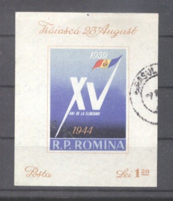 Romania 1959 Liberation anniversary imperf. sheet Mi.B43 used Z.035 foto