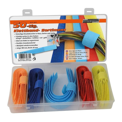 Set cureluse cu sistem de prindere velcro pentru organizare cabluri Mannesmann 42610, 50 piese foto