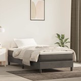 Cumpara ieftin Pat box spring cu saltea, gri &icirc;nchis, 90x190 cm, catifea