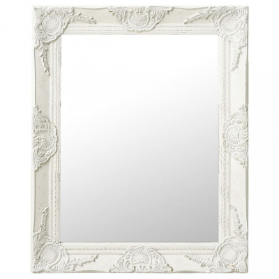 vidaXL Oglindă de perete &amp;icirc;n stil baroc, alb, 50 x 60 cm foto