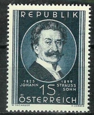 AUSTRIA 1949 COMEMORARI STRAUSS 2 SERII COMPLETE NESTAMPILATE foto