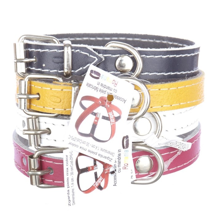 Zgarda piele 1,4 cm/30 cm nr 0 mix color