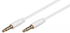Cablu conector slim aurit Jack 4 pini 3.5 mm tata - 3.5 mm tata 1m alb cupru 4 contacte Goobay