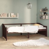 Pat de zi Gossi 3 locuri, maro inchis, 90x200 cm, lemn masiv pin. Canapea extensibila, cadru pat fara saltea.